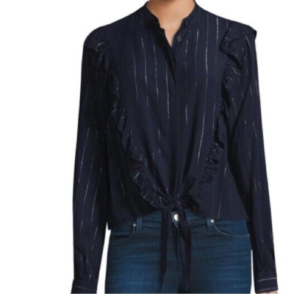 Rails Navy Ruffle Detail Women's blouse size small